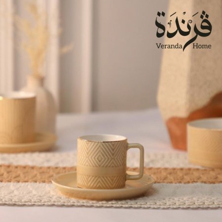 طقم 12 فنجان قهوة بورسلان Amber